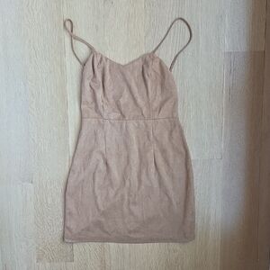 Tan Spaghetti Strap Mini Dress